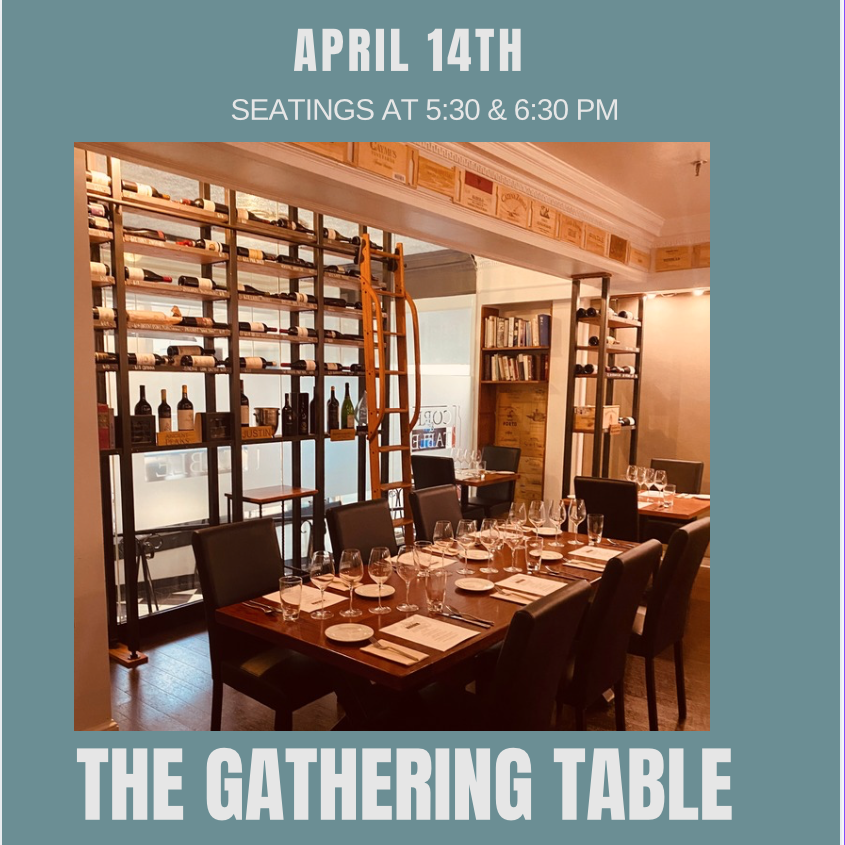 Dining table set inside of Cork & Table restaurant.