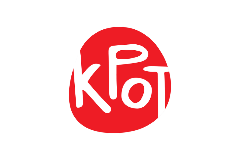 Kpot red logo over a white background.
