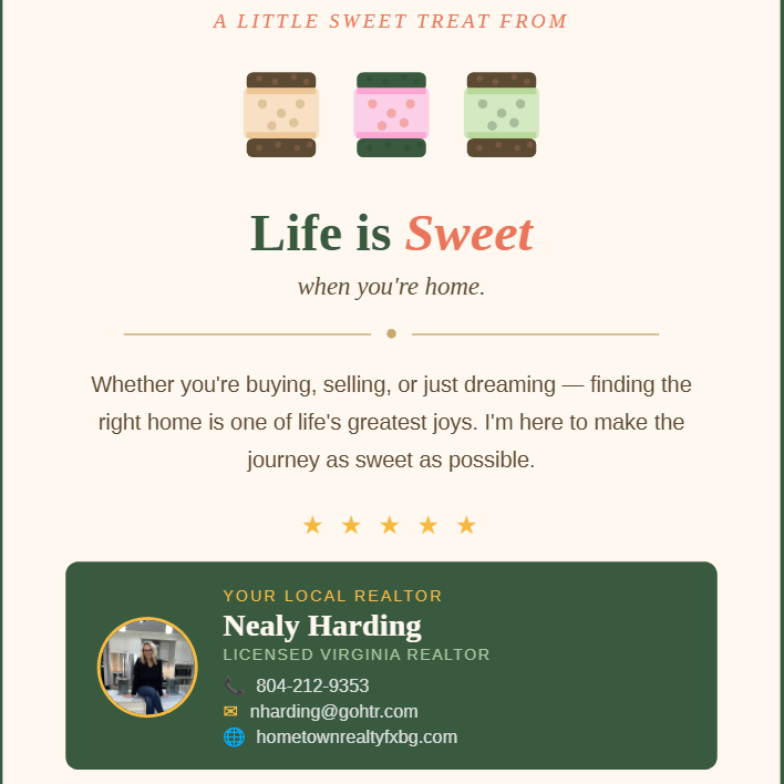 Ice cream sandwich realty flyer.